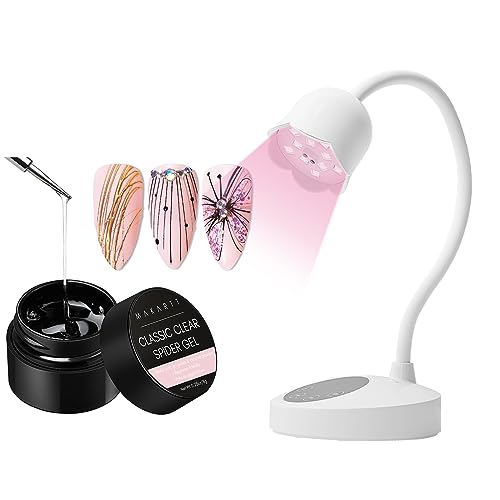 Makartt 3D Clear Spider Gel for Nail Art Elastic Gel Nail Paint Drawing 3D Spider Gel Bundle With Luminoza 10W Rechargeable UV LED Nail Lamp