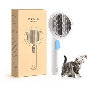 Gentle Self-Cleaning Cat Brush with Release Button for Tangles and Loose Fur