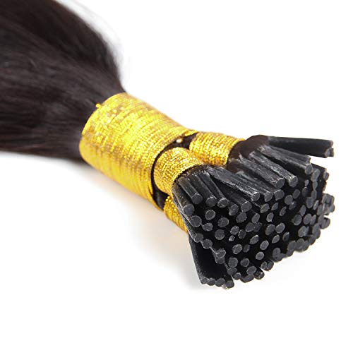 22 Inch Silky Straight I Tip Human Hair Extensions Keratin Bond 100 Strands Natural Black #1B - Image 5