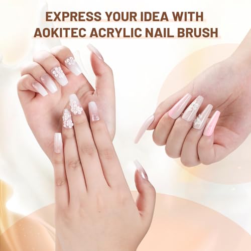 Aokitec 3pcs Acrylic Nail Brush Set - Size 10/12/14 Kolinsky Nail Brushes for Acrylic Application Nail Art Brushes for Acrylic Powder, Perfect for Nail Extension for Beginner & Professional - Image 7