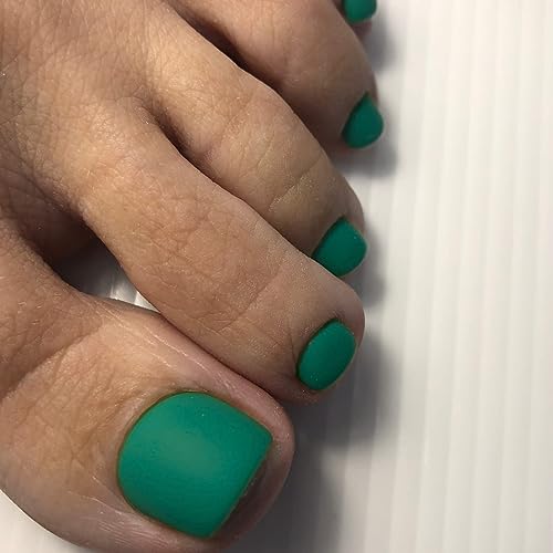 Press on Toenails,Xcreando Neutral Easy Fake Toenails Acrylic Full Cover Gel False Nails Simple Mani for Women Girl Daily Working (matte green) - Image 3
