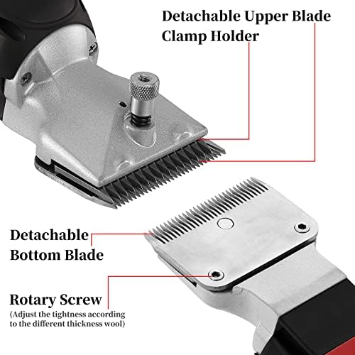 Heavy Duty Clippers for Thick Coats Animals, 500W Professional Electric Shearing Machine for Horse Pony Cattle and Large Dogs Livestocks Grooming, 6 Speed & 2 Detachable Shearing Blades - Image 2
