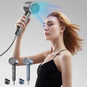 Ionic Hair Dryer 3 Heat Settings Low Noise Gray for Home and Travel