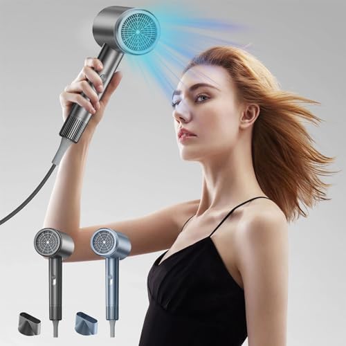 Ionic Hair Dryer 3 Heat Settings Low Noise Gray for Home and Travel
