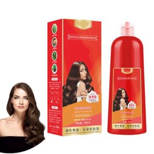 6 Hair Colors Plant Bubble Dye Big Red Bottle Shampoo, plant bubble hair dye shampoo, Household Easy-To-Wash Hair Washing Color Cream, Vegetable Hair Dye for Men & Women (Black,1PCS)
