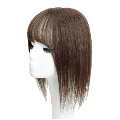 Light Brown 30cm Wispy Fringe Middle Part Silk Base Human Hair Topper 7x10cm - Image 3