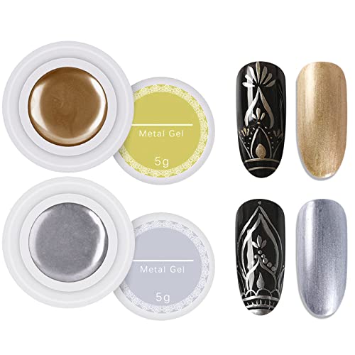 Golden Silver 2 Color Metallic Painting Gel Nail Polish 15ml Capacity for DIY Nail Art - Image 3