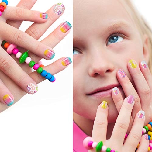 240 Pieces Press on Nails for Kids Girls with Cartoon Gradient Short Nail Tips - Image 5