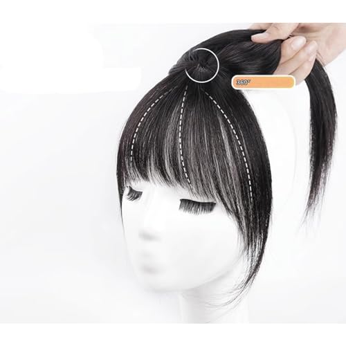 Bangs Hair Toppers For Women With Thinning Hair 100% Real Human Hair Pieces Silk Base Clip In Hair Toupee 22cm Black Hair Extensions Top Wig For Daily Use - Image 3