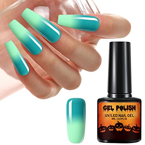 Halloween Color Changing Gel Nail Polish 1PC Long Lasting Glossy Gradient Mood Nail Gel for DIY Nail Art Manicure at Home Salon