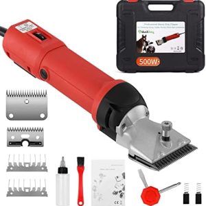 Heavy Duty Clippers for Thick Coats Animals, 500W Professional Electric Shearing Machine for Horse Pony Cattle and Large Dogs Livestocks Grooming, 6 Speed & 2 Detachable Shearing Blades