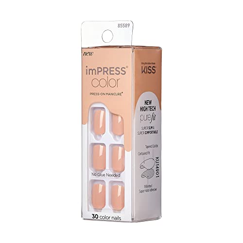 KISS imPRESS Short Squoval Latte Beige Press On Nails 30 Count Set - Image 12