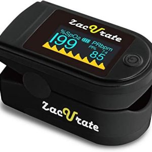 Zacurate 500C Elite Fingertip Pulse Oximeter Blood Oxygen Saturation Monitor with Silicon Cover, Batteries and Lanyard (Mystic Black)
