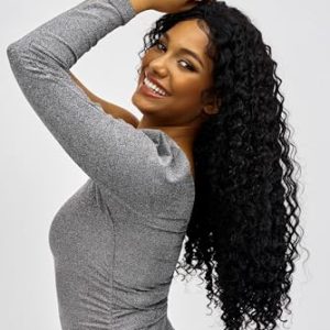 22 Inch Deep Wave Human Hair Wig for Women Natural Looking Brown