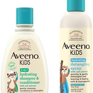 Aveeno Kids 2-in-1 Hydrating Shampoo Conditioner 12oz with Detangling Spray 10oz Set