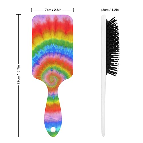 Colorful Tie Dye Hair Brush Plastic Rainbow Spiral Pattern Air Cushion Comb Soft Nylon Bristle Hair Brushes Anti Static Frizz Massage Scalp for Women Men Curly Any Hair - Image 2