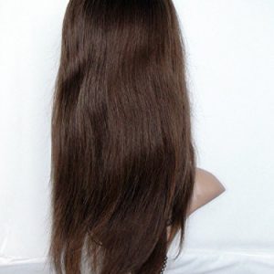 Good Quanlity 10" Black Front Lace Wig Invisible Part Mongolian Virgin Remy Human Hair Natural Straight Color #4 Light Brown