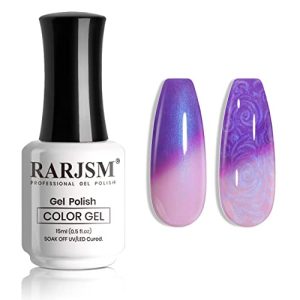 RARJSM Color Changing Blue Purple Gel Nail Polish Single Pearl Shell Gel Polish Fall Winter Mood Temperature Change Colors Pearlescent Shell Soak off UV LED for Salon Home DIY Manicure 1 PCS 15ml
