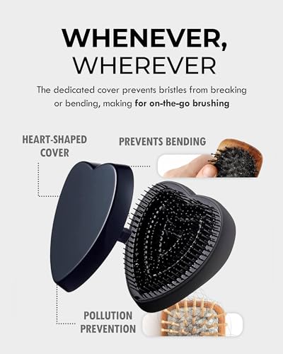 ReFa Heart Brush Matte Black, Small, Heart-Shaped, Gentle Detangling for Thick Hair - Image 6