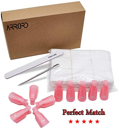 Professional Nail Polish Remover Tools Kit Set/10 Pcs Nail Polish Remover Clips/800 Pieces Nail Polish Remover Cotton Pads/1 Pc 100/180 Nail File/1 Pc Spoon Steel Nail Cleaner Tool - Image 8