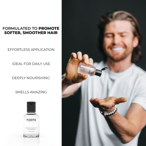 Alex Costa Hydrating Argan Oil Daily Hair Serum by Forte Series Sulfate Free Argan Hair Oil for Men Hair Serum for Dry Damaged Hair, for Styling Hair (75 ml / 2.5 oz) - Image 4