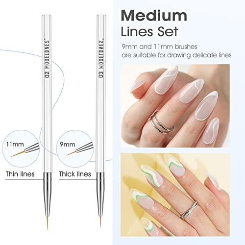 Modelones 5Pcs Nai Art Liner Brushes with 2Pcs Nail Primer and Nail Prep Dehydrator Set - Image 8