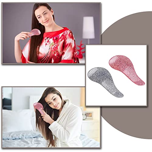Hair Brush 2 Pieces Detangler Hair Brushes Easy to Hold Detangling Brushes Eliminates Knots for Wet and Dry Hair Women Girls - Image 7