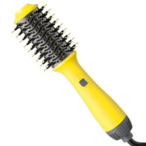 Yellow 4-in-1 Anti-Frizz Hot Air Styler Brush for All Hair Types