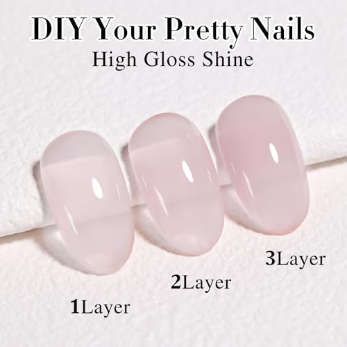 Double Rhythm 15ML Pink Nude Gel Polish Translucent Sheer Neutral Color Jelly Natural UV Led Nail Art DIY at Home (B-A1314) - Image 5