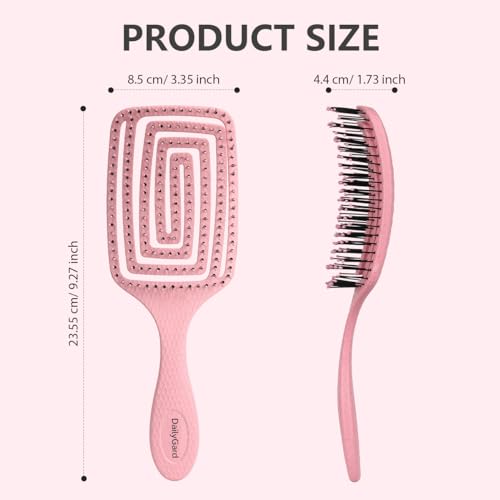 Vented Detangling Paddle Hairbrush for All Hair Types, Wet or Dry Use, Pink - Image 8