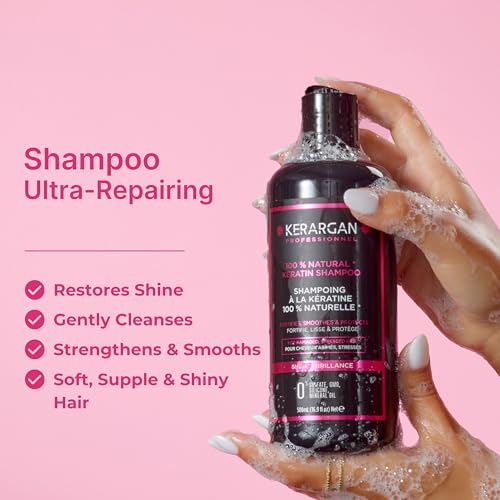 KERARGAN - Ultra Repairing Keratin Shampoo for Damaged and Stressed Hair - Strengthening, Smoothing, and Protective - Sulfate-Free, GMO-Free, Silicone-Free, Mineral Oil-Free - 16.9 fl oz - Image 2
