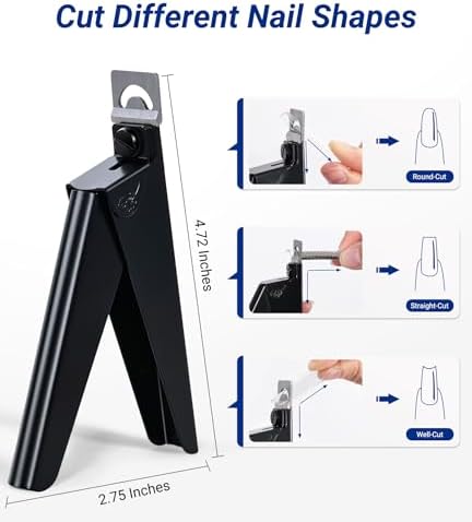 AIRSEE Black Acrylic Nail Clippers with 15 Magnets and Length Measurement Tool - Image 6