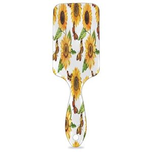 Sunflower Butterfly Hair Brush Detangler Brush with Nylon Bristle for Thick Curly Thin Long Short Wet or Dry Hair Adds Shine and Makes Hair Health Paddle Hairbrush for Women Men