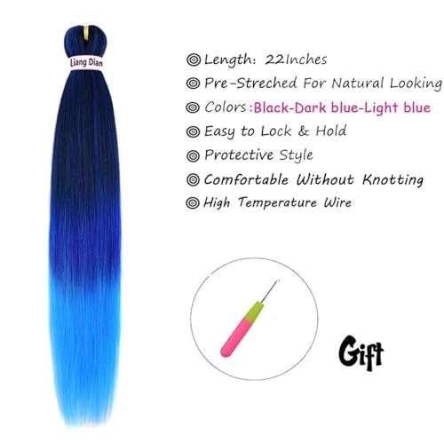 Liang Dian 22 Inch Pre-Stretched Synthetic Braiding Hair Extensions 6 Packs Mixed Colors - Image 4