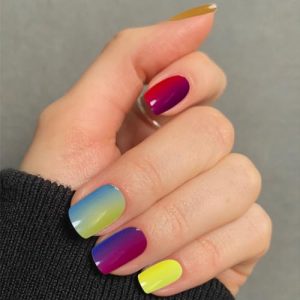 20 Semi Cured Gel Nail Strips UV Lamp Needed Salon Quality Nails Stickers Includes Prep Pads & Nail File, Easy Application & Removal, Long-Lasting Colorful Nail Stickers