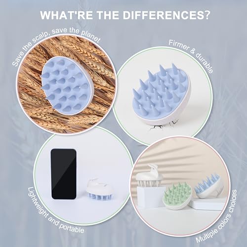 AIMIKE Scalp Massager Shampoo Brush, Scalp Scrubber w/Soft Silicone Bristles, Scalp Brush/Exfoliator for Washing Hair, Dandruff Removal & Hair Growth Stimulator, Hair Scrubber on Wet Dry Hair - Blue - Image 4
