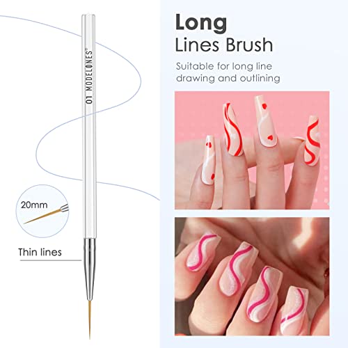Modelones 5Pcs Nai Art Liner Brushes with 2Pcs Nail Primer and Nail Prep Dehydrator Set - Image 9