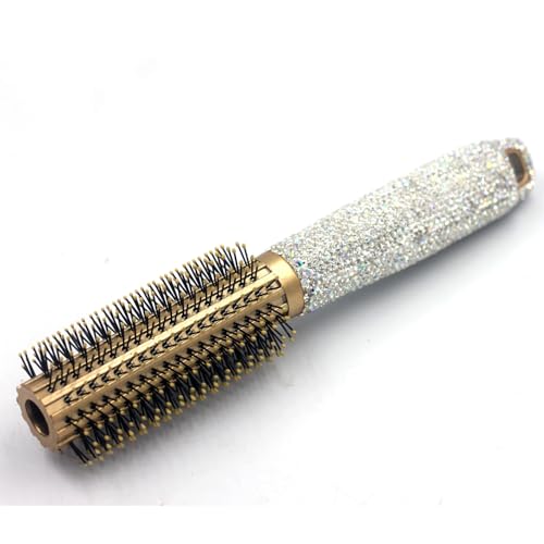 Bling Rhinestone Round Barrel Hair Brush - Quick Drying, Frizz Reduction, and Healthy Hair Styling and curling for All Hair Types, Adding Hair Volume (Silver) - Image 3