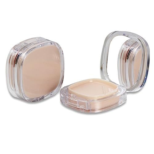 AKOAK 15g/ 0.5oz Empty Transparency Skin Tone Portable Air Powder Puff Box BB CC Liquid Foundation Cream Container Dressing Case Powder Cake Box and Mirror Refillable Container for DIY Travel Trips - Image 3