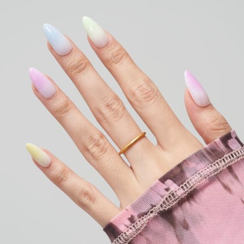 GLAMERMAID Medium Almond 24 Pcs Colorful Reusable Acrylic Press on Nails - Image 6