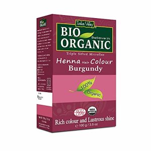 Indus Valley Bio Organic Burgundy Natural Henna Hair Color 100gm for Gray Coverage