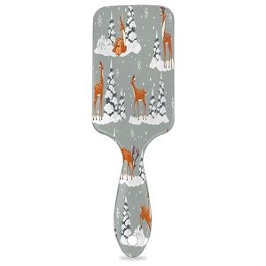 Deer Snowflake Tree Detangler Hair Brush with Nylon Bristles for All Hair Types