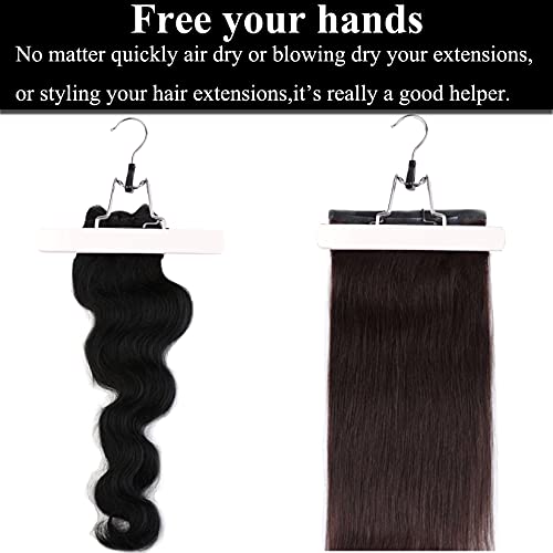 2 PCS Hair Extensions Storage Bag, Storage Bag for Extension with Wooden Hanger,Dust Proof Portable Wig Storage Bag Hair Extension Carrier Holder With Strong Durable Zipper,Purple - Image 4