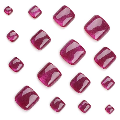24 Piece Purple Cat's Eye Press-On Toenails for Effortless At-Home Nail Art - Image 2