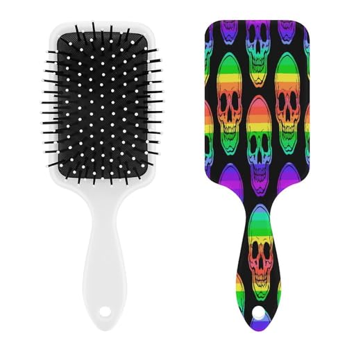 Detangling Hair Brush for Women Anti-Static Air Cushion Comb, for Rainbow Skulls Massage Scalp Hairbrush for Long, Thick, Curly, Wavy, Dry or Damaged Hair