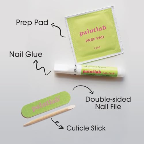PaintLab Press On Nails, 24 Piece Fake Nails Kit Plus Nail Glue, Nail File, Prep Pad and Cuticle Stick, Gel Nail Kit for Women and Girls, Peach Fuzz - Image 4