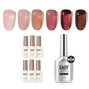 GAOY Rose Garden Sheer Jelly Gel Nail Polish Kit 6 Colors + Top Coat