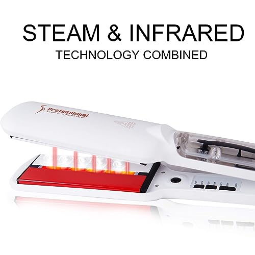 DORISILK White 2-in-1 Professional Steam Hair Straightener and Curler for All Hair Types - Image 2