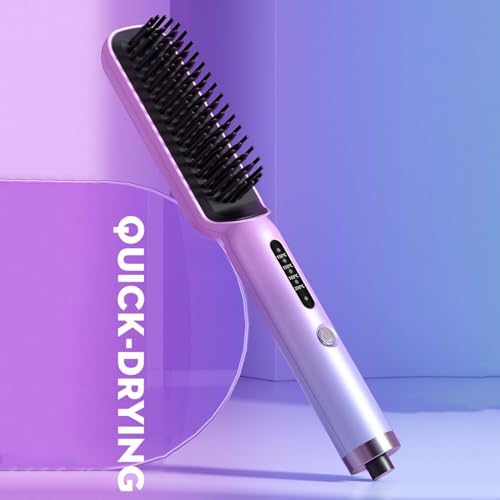 USB Rechargeable Portable Cordless Hair Straightener Brush Anti-Scald Compact Size - Image 2