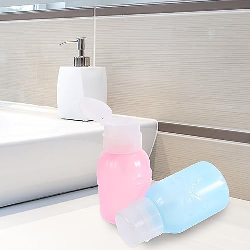 Beaupretty 4pcs Pink Nail Polish Alcohol Nail Oil Pump Dispenser Nail Polish Remover Makeup Remover Container Manicure Tools Resurrection Water Squeeze Bottle With Lock Travel Liquid Pump - Image 3